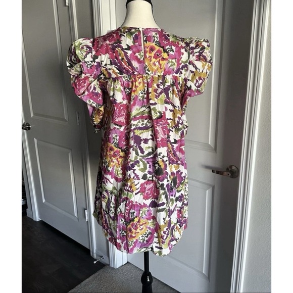 MISA Los Angeles Emilia Swing Dress S Ruffle‎ Sleeve Floral Cotton Mini NWT - Picture 2 of 5